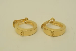 Authentic Christian Dior Clip On Earrings Crescent GP Logo Jewelry Accessories - Picture 1 of 12