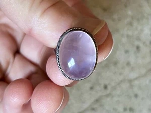 Vintage Rose Quartz 9.25 Sterling Ring Round Dome Size 8 (14g) - Picture 1 of 10