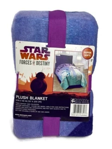 Star Wars Throw Blanket Plush Purple Forces of Destiny 62x90in R2-D2 Princess - Picture 1 of 8