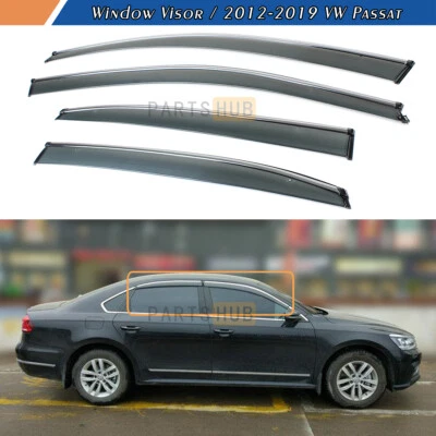 Protector de lluvia para visera de ventana con clip de cromo tintado con humo para VW Passat 2011-2019 Foto 1 de 4