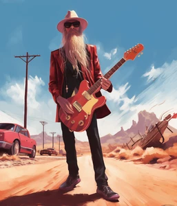 ROAD TO NOWHERE IMPRESIÓN 18X13" de Acuarela Billy F Gibbons ZZ TOP - Firmado por Artista - Imagen 1 de 1