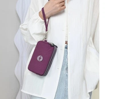 Portafoglio pochette da polso portafoglio borsa telefono tre tasche con cerniera nylon spedizione gratuita - Immagine 1 di 4
