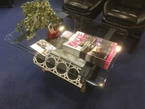 Mercedes V8 Engine Block Coffee Table - Metallic Silver - Mancave Essential! - Picture 1 of 7