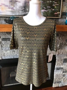 NWT Lularoe Gigi Size (L) Elegant Collection Moss Green And Gold Stretchy Soft - Picture 1 of 6