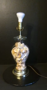 Seashell Filled Glass Lamp Shells Beach Decor 18" Vintage - Picture 1 of 11