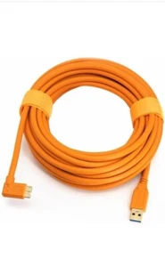Tether Tools TetherPro 30' USB 3.0 A Male to Micro-USB Right-Angle Cable, Orange - Picture 1 of 6
