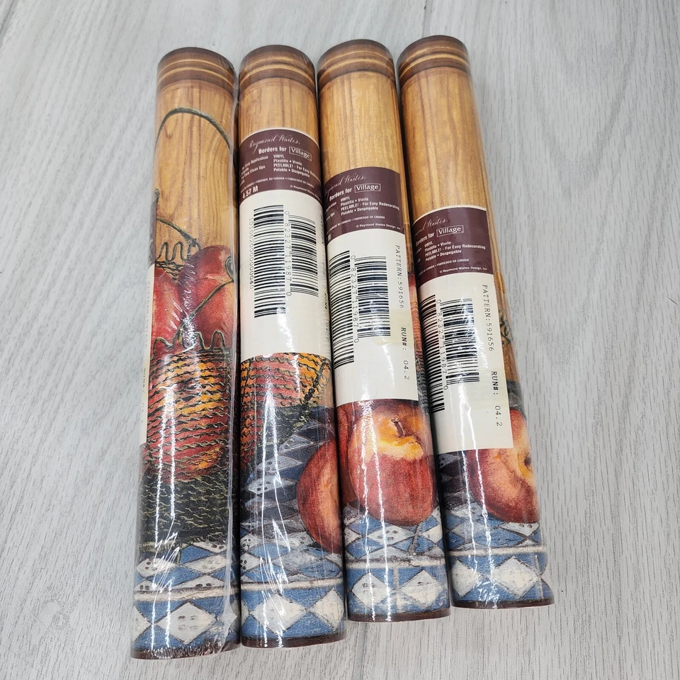 Borde de pared Raymond Waites Village (4) rollos de manzanas y cestas de vinilo preparado Foto 1 de 4