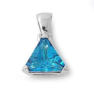 2 ct. Swiss Blue Topaz Genuine Trillion Solitaire Pendant in Sterling Silver - Picture 1 of 2