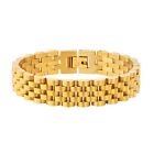 Mens Bangle Stainless Steel Women Fashion Watchband Chain Bracelet Gold 12mm 8''