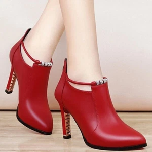 Zapatos De Tacon Alto Para Mujer Zapatos De Vestir Elegante Negro Rojo - Bild 1 von 14