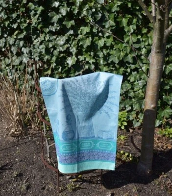 Geschirrtuch Baumwolle Jacquard 50x70 cm türkis Lavendelmotive aus Frankreich - Bild 1 von 4