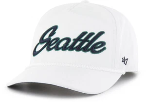 2025 Seattle Mariners 47 Brand Men’s White Overhand Script Hitch Snapback Hat - Picture 1 of 4