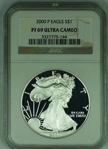 2000-P American Proof Silver Eagle $1 NGC PF 69 Ultra Cameo (49) - Picture 1 of 2