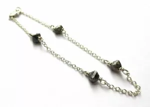 2.80Tcw Natural Brown Crystal Raw Rough Diamond 7inc 925 Pulsera de cadena... - Imagen 1 de 1