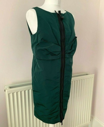 Abito Moschino economico e chic verde fiocco cerniera UK 12 cocktail party vacanze