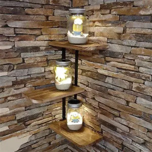 3 Tier Ledge Corner Shelf Modern Floating Wall Shelves Storage Display Shelving - Picture 1 of 12
