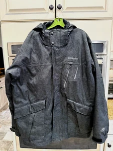 Columbia Mens Sz XL Interchange Omni-Tech Gray Waterproof Lined Hooded Jacket - Picture 1 of 9