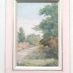 Paysage Aquarelle Circa 1900 Cadre Marqueterie Passe-partout - Foto 1 di 14