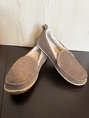 L.L. Chinelos femininos Bean cimento escuro camurça lã forrado montanha tamanho 8 em excelente estado usado - Imagem 1 de 4