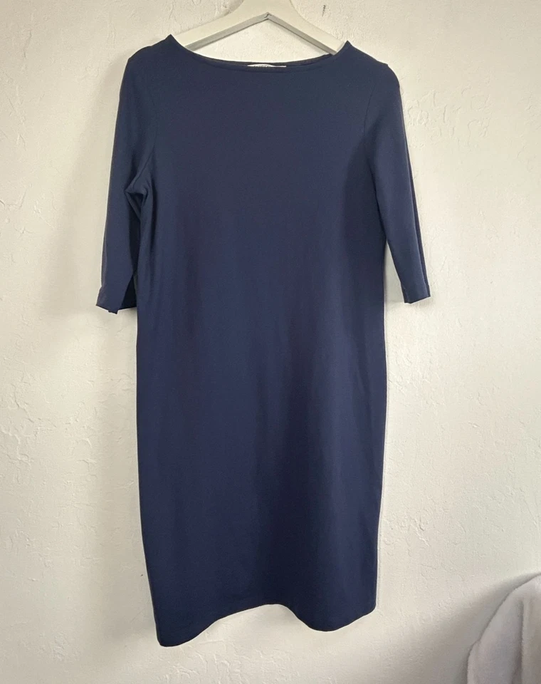 Vestido TravelSmith Feminino Azul Marinho Manga 3/4 Malha Elástica Pequeno Elástico - Imagem 1 de 4