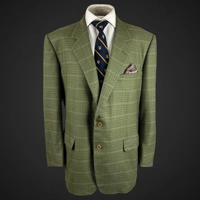 Chaqueta Blazer Abrigo Deportivo Belvest Hombre 46R Verde Pata de Gallo Hecho en Italia Lana Foto 1 de 4