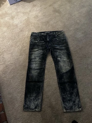 Robins Jeans Acid Wash Biker Moto Dark Blue Made In USA SIZE 40x 32 - Image 1 of 4
