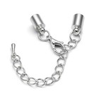 Glue-On Cord End Caps with Lobster Clasp & Extension Chain