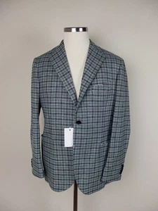 (SIN IMPUESTO ADUANERO) SARTORIO Napoli Kiton verde gris lana a cuadros seda abrigo deportivo 42 - Imagen 1 de 11