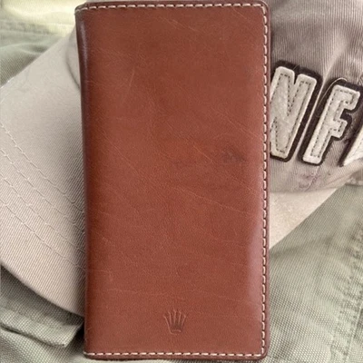 Cartera/cartera Rolex vintage de cuero marrón Foto 1 de 4