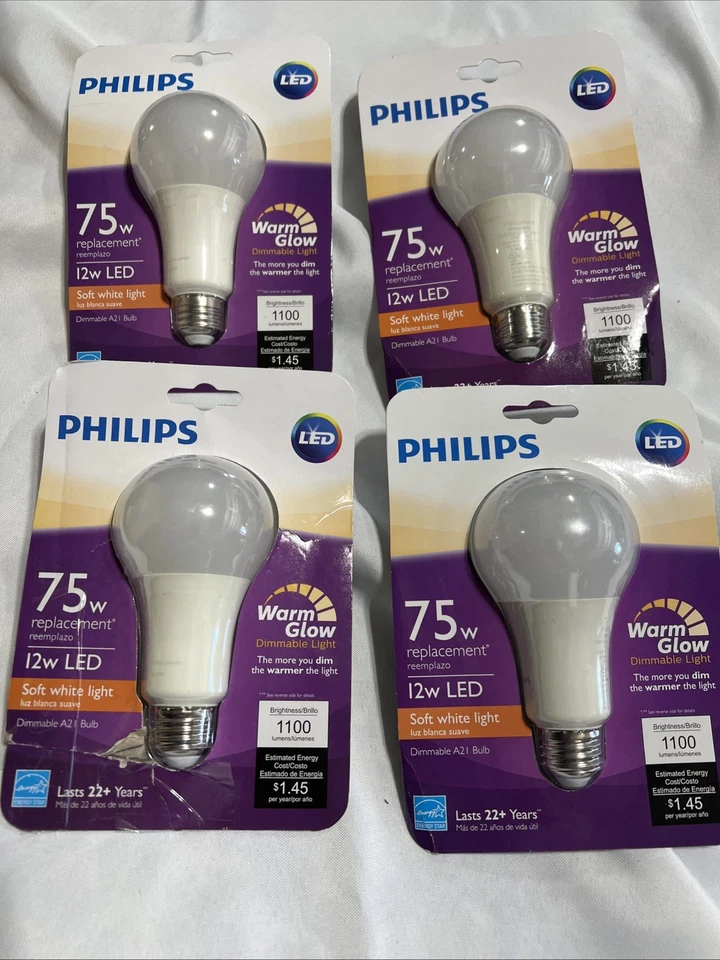 Philips 75W Equivalent Frosted A21 Dimmable WarmGlow LED Light Bulb 4 Pack - Image 1 of 4