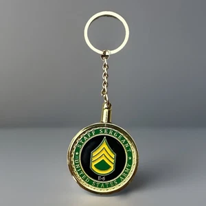 US ARMY STAFF SERGEANT E-6 Challenge Coin Keychain -US Military Gift Coins - Picture 1 of 6