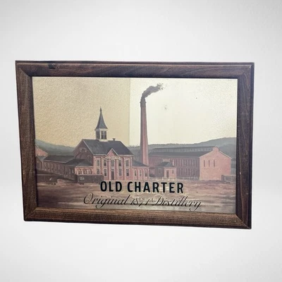 Espelho publicitário antigo charter destilaria década de 1930 Carl Brenner decoração bar bourbon - Imagem 1 de 4