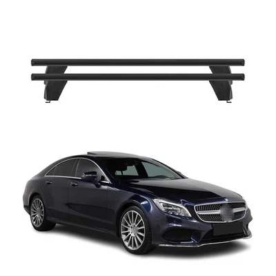 Barras transversales de techo de punto fijo para Mercedes Clase CLS C218 2012-2018 aluminio negro Foto 1 de 4