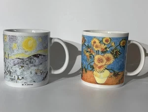 Chaleur Van Gogh Sonnenblumen & Sternennacht Becher Paar Kaffeetasse Impressionist Kunst - Bild 1 von 8
