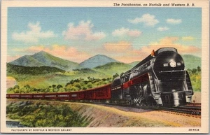 1942 NORFOLK & WESTERN RAILROAD Postal "The Pocahontas" Tren/Lino Curteich - Imagen 1 de 2