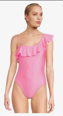 Lilly Pulitzer Caelum Ruffle Rousseau Pink One-Piece Swimsuit Size 6 New W/ Tags - Image 1 of 4