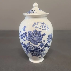 Vintage Charolette Royal Crownford blau & weiß Blumen Urne Stil Dekor mit Deckel 6,75" - Bild 1 von 8