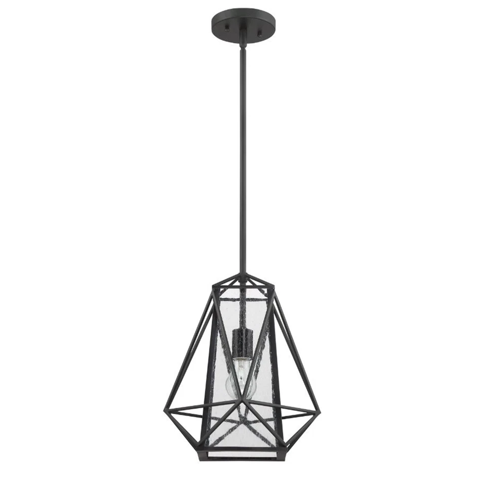 Sunset Lighting 1-Light 100W Melody Cage Glass Pendant in Black F3420-31 - Image 1 of 1
