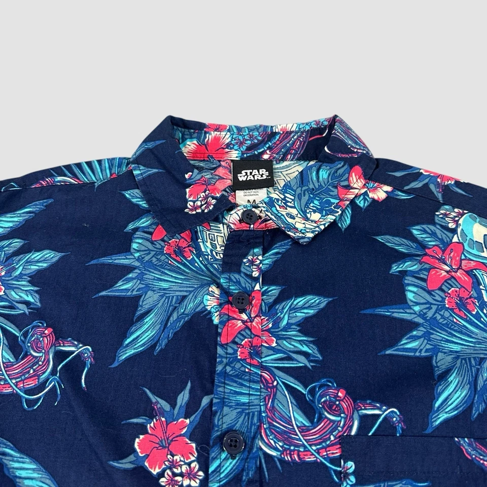 Camisa Starwars Para Hombre Mediana Aloha Hawaiana Estampado Floral Manga Corta Con Botones Foto 1 de 4