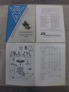 ORIG. PROSPEKT BVF ERSATZTEILLISTE KRAFTSTOFF FÖRDERPUMPEN TYP HP - Picture 1 of 1