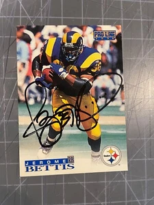 1996 PROLINE #55 JEROME BETTIS RAMS PITTSBURGH STEELERS SIGNED FOOTBALL CARD - Foto 1 di 2