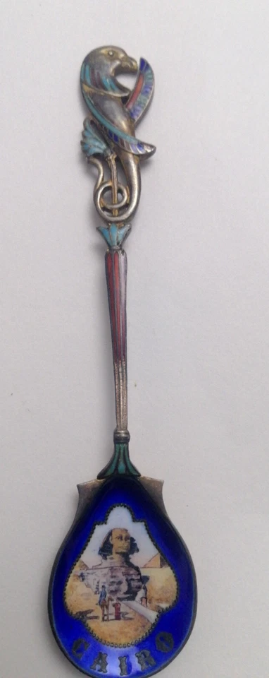 Prata egípcia antiga☆ Colheres de esmalte Handmad cloisonne & champleve☆ - Imagem 1 de 4