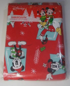 Disney Mickey Minnie Mouse Weihnachten Vinyl Tischdecke 70" Rund Donald Abdeckung Neu - Bild 1 von 8