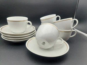 White Gold Rim Royal Worcester Fine Porcelain Tea Coffee Cups Saucers Meredith - Picture 1 of 11