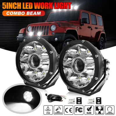 Pair 5"inch LED Work Light Pods Spot White Fog Lamp Offroad Driving For Jeep SUV - Image 1 of 4