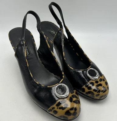Brighton Sling Back Heels Womans 9.5 M Babs Animal Print Italy Career Office - Image 1 of 4
