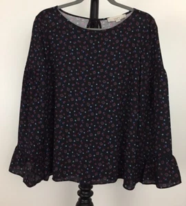 Neu Ann Taylor LOFT Größe S Pullover Tunika Langarm schwarz/geblümt neu mit Etikett $ 54,50 - Bild 1 von 5