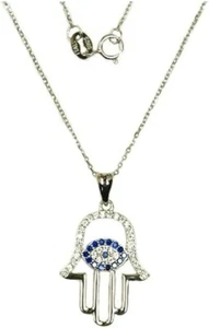 Hamsa Hand Evil Eye Gold Vermeil 925 Sterling Silver Holiday Jewelry Gift - Picture 1 of 10