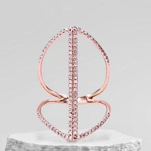 .90CT. 14K Rose Gold Full Finger Style Ring Set In 100% Natural Diamonds. - Picture 1 of 3