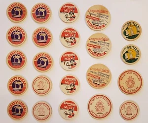 23 tapas de leche láctea genéricas vintage crema pesada suero de leche Pogs sin usar - Imagen 1 de 8